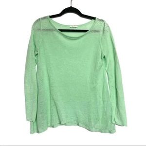 Eileen Fisher 100% Linen Mint Pistachio Green Knit Long Sleeve